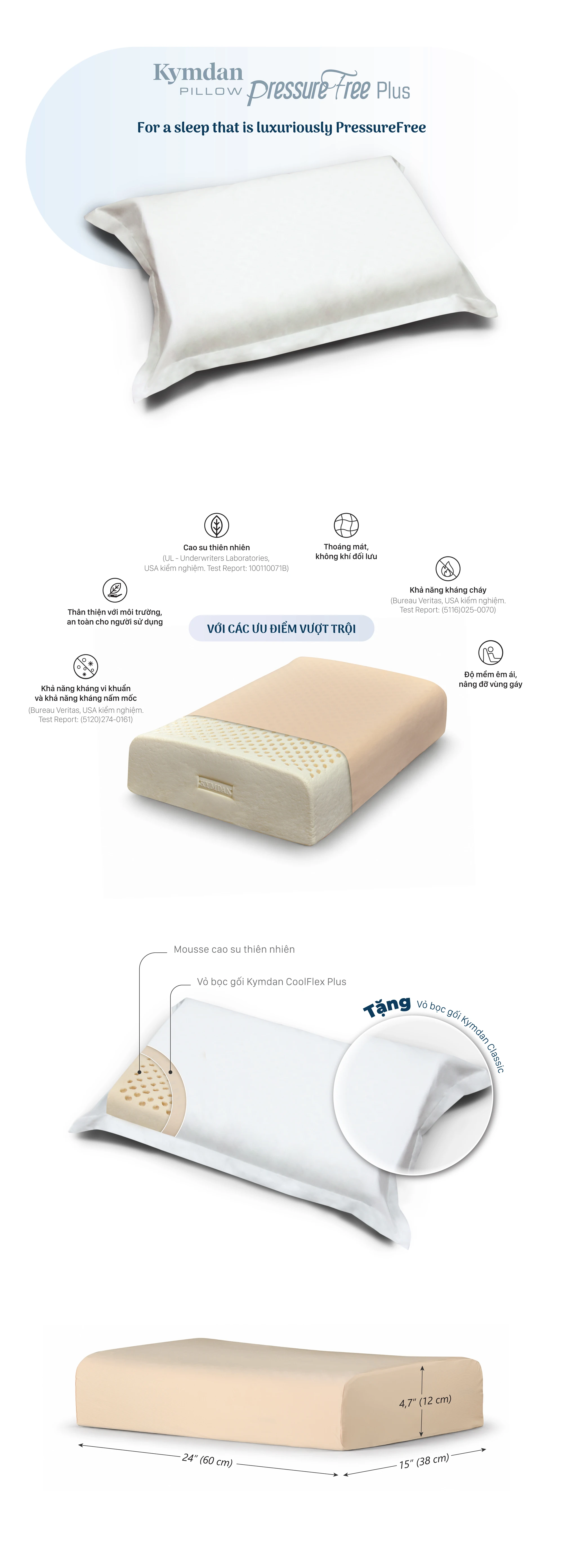 Gối Kymdan Pillow PressureFree Plus